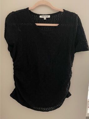 Rose & Olive Black Short-Sleeve Lace Tee